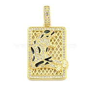 Brass Micro Pave Cubic Zirconia Pendants, Enamel Rectangle with Leopard Charms, Real 18K Gold Plated, 30x19.8x3mm, Hole: 7x4.5mm(KK-K354-16G-G)