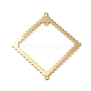 Brass Chandelier Component Links, Lace Edged Rhombus Links, Real 24K Gold Plated, 36x34x0.9mm, Hole: 1.4mm(KK-P259-14G)