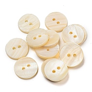 Freshwater Shell Buttons, Flat Round, Seashell Color, 18x2.5mm, Hole: 2mm(BUTT-Z001-04A)