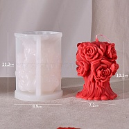 3D Rose Bouquet Pillar Scented Candle Food Grade Silicone Molds, Candle Making Molds, Aromatherapy Candle Mold, White, 8.9x11.2cm, Inner Diameter: 7.2x10.3cm(PW-WG30260-02)