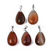 Natural Carnelian Pendants, with Alloy Findings, Teardrop, Platinum, 23~24x14x8mm, Hole: 4x5mm(X-G-S243-26)
