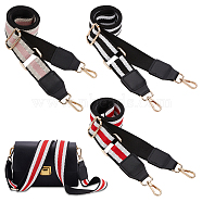 WADORN 3Pcs 3 Colors Adjustable Stripe Pattern Polyester Webbing Bag Straps, with Alloy Swivel Clasps, for Bag Replacement Accessories, Mixed Color, 77.5~140cm, 1pc/color(FIND-WR0009-50B)