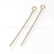 304 Stainless Steel Eye Pin, Golden, 30x0.7mm, Hole: 2mm(X-STAS-R045-30mm-G)