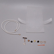 DIY Purse Making Kits, including 5Pcs Plastic Locking Stitch Makers & Beaded Chains & Gridding, with Alloy D Rings & Clasps & Deer Charm, White, 36.3x39.8x0.15cm(DIY-WH0171-24)