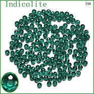 Imitation Austrian Crystal Beads, Grade AAA, Faceted, Rondelle, Teal, 4x3mm, Hole: 0.7~0.9mm(SWAR-F068-3x4mm-24)
