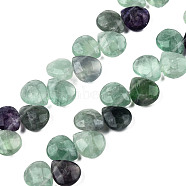 Natural Purple Fluorite Gemstone Beads Strands, Top Drilled Beads, Faceted, Teardrop, 12x9~10x6mm, Hole: 1mm, about 30pcs/strand, 11.81 inch(G-T006-04)