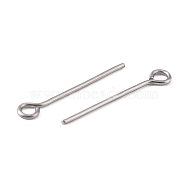 304 Stainless Steel Eye Pin, Stainless Steel Color, 24 Gauge(0.5mm), 14x0.5mm, Hole: 2mm(STAS-I318-A04-P)