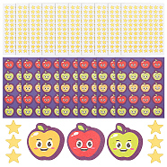 Olycraft 80 Sheets 2 Styles Self-Adhesive Teacher Reward Paper Stickers, Apple with Smiling Face & Gold Stamping Star, for Kids, Students, Classroom Supplies, Mixed Color, 118~128x98~150x0.1~0.2mm(STIC-OC0001-01)