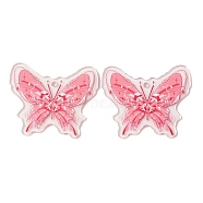 Transparent Printed Acrylic Pendants, Butterfly Charm, Pearl Pink, 39x48x2mm, Hole: 2.5mm(TACR-P005-02A)