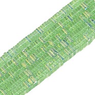 Electroplate Glass Beads Strands, Heishi Beads, Square, Lime Green, 3x3x1mm, Hole: 0.9mm, about 210pcs/strand, 14.96~16.54''(38~42cm)(GLAA-B023-01A-10)