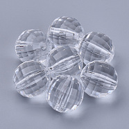 Transparent Acrylic Beads, Faceted, Round, Clear, 24x23.5mm, Hole: 3.3mm, about 60pcs/500g(TACR-Q254-24mm-V01)