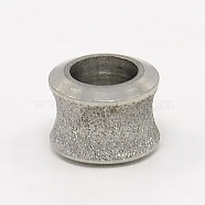 Stainless Steel Large Hole Column Textured Beads, Stainless Steel Color, 10x7mm, Hole: 6mm(STAS-G037-12)