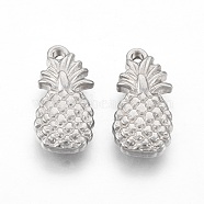 201 Stainless Steel Pendants, Pineapple, Stainless Steel Color, 16.5x8.5x3mm, Hole: 1.4mm(STAS-O118-54P)