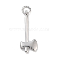 Rack Plating Brass Pendants, with Jump Rings, Long-Lasting Plated, Lead Free & Cadmium Free, Axe Charm, Platinum, 23.5x9x2mm, Hole: 3mm(KK-M293-06P)