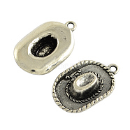 Tibetan Style Alloy Hat Pendants, Cadmium Free & Lead Free, Antique Silver, 22x13x5mm, Hole: 2mm(TIBEP-1023-AS-LF)