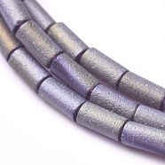 Electroplated Frosted Glass Bead Strands, Column, Purple Plated, 5x2.5mm, Hole: 0.7mm, about 99pcs/strand, 19.6 inch(50cm)(EGLA-G071-E09)