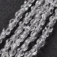 Glass Beads Strands,  Flat Round, Faceted, Clear, 5~6x4mm, Hole: 1mm, about 72pcs/strand, 15 inch(EGLA-J137-6mm-A-01)