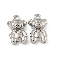 Non-Tarnish 304 Stainless Steel Charms, Bear Charms, Stainless Steel Color, 14.5x9x4.5mm, Hole: 1.2mm(STAS-N103-115P)