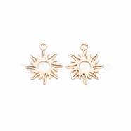 Brass Charms, Nickel Free, Sun, Real 18K Gold Plated, 15x13x0.5mm, Hole: 1.4mm(KK-S364-083)