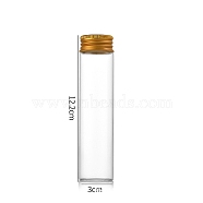 Clear Glass Bottles Bead Containers, Screw Top Bead Storage Tubes with Aluminum Cap, Column, Golden, 3x12cm, Capacity: 80ml(2.71fl. oz)(CON-WH0085-75H-02)