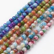 Jade Beads Strands, Natural White Jade, Dyed, Round, Mixed Color, 6mm, Hole: 1mm, about 69pcs/strand, 15.7 inch(G-D264-6mm-M)