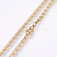 304 Stainless Steel Chain Necklaces, with Lobster Claw Clasps, Golden, 19.69 inch(50cm), 3x1.5mm(MAK-L015-10B)