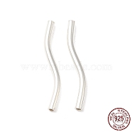 925 Sterling Silver Beads, Wavy Tube Beads, Silver, 24x2mm, Hole: 1.2mm, about 25pcs/10g(STER-NH0001-35C-S)