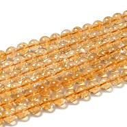 Natural Citrine Beads Strands, Round, Citrine, 8mm, Hole: 1mm, about 50pcs/strand, 15.5 inch(X-G-G212-8mm-29)