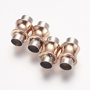 304 Stainless Steel Magnetic Clasps with Glue-in Ends, Vase, Rose Gold, 16.5x10mm, Hole: 6mm(STAS-E144-054LRG)