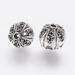 Tibetan Style Alloy Filigree Beads, Round, Antique Silver, 15mm, Hole: 3mm(PALLOY-J707-11AS)
