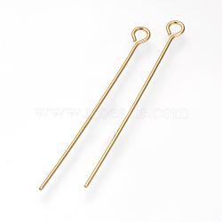 304 Stainless Steel Eye Pin, Golden, 30x0.7mm, Hole: 2mm(X-STAS-R045-30mm-G)