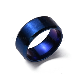 Stainless Steel Wide Band Finger Rings for Women Men, Plain Band Rings, Blue, 8mm, Inner Diameter: US Size 5 3/4(16.3mm)(RJEW-WH0009-13A-BU)