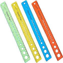 Plastic Flexible Ruler, Straight Ruler, for Office School Home Supplies, Mixed Color, 317.5x38.5x2mm, 4colors, 2pcs/color, 8pcs/set(AJEW-GA0001-21)