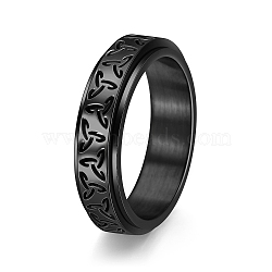 Rotatable Titanium Steel Finger Ring, Viking Triangle for Men's, Black, US Size 8(18.1mm)(PW-WGB0425-27)