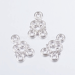 Chandelier Component Links, 3 Loop Connectors, Valentine Ornaments, Alloy, Heart, Silver Color Plated, Lead Free, Nickel Free and Cadmium Free, 15x11x2mm, Hole: 2mm(EA10674Y-NFS)