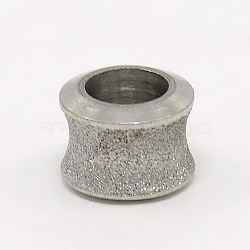 Tarnish Resistant Stainless Steel Large Hole Column Textured Beads, Stainless Steel Color, 10x7mm, Hole: 6mm(STAS-G037-12)