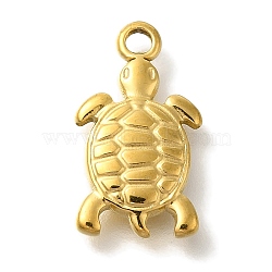 Ocean Theme 304 Stainless Steel Pendants, Real 18K Gold Plated, Tortoise, 10.5x9.5x2.5mm, Hole: 1.6mm(STAS-Z092-06G-02)