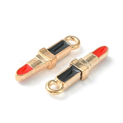 Alloy Enamel Pendants, Lipstick Charm, Golden, Black, 18.5x4.5x3mm, Hole: 1.8mm(X-ENAM-D047-16G-01)