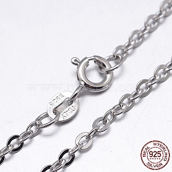 Rhodium Plated 925 Sterling Silver Cable Chains Necklaces, with Spring Ring Clasps, Platinum, 18 inch, 1.9mm(NJEW-M157-40C-18)