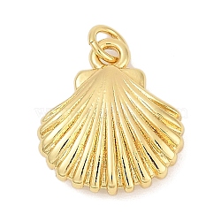 Brass Pendants, Shell Shape Charms, with Jump Ring, Rack Plating, Cadmium Free & Lead Free, Long-Lasting Plated, Real 18K Gold Plated, 17.5x15.5x4.5mm, Hole: 3mm(KK-U058-57A-G)