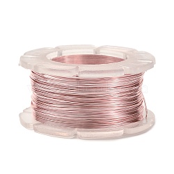 Round Copper Craft Wire, for Jewelry Making, Long-Lasting Plated, Pink, 24 Gauge, 0.5mm, about 39.37 Feet(12m)/roll.(CWIR-C001-01B-08)