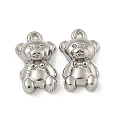 Non-Tarnish 304 Stainless Steel Charms, Bear Charms, Stainless Steel Color, 14.5x9x4.5mm, Hole: 1.2mm(STAS-N103-115P)