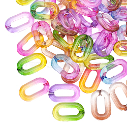 Two Tone Transparent Acrylic Linking Rings, Quick Link Connectors, for Cable Chains Making, Oval, Mixed Color, 31x19.5x5.5mm, Inner Diameter: 19.5x7.5mm, 100pcs/set(OACR-PH0001-41)