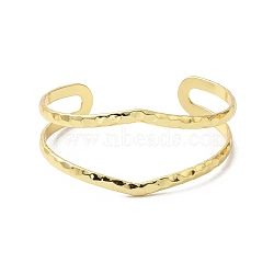 Rack Plating Brass Cuff Bangles, Open Bangles for Women, Cadmium Free & Lead Free, Real 18K Gold Plated, 5/8~1-1/8 inch(1.5~2.9cm), Inner Diameter: 5/8x2-3/8 inch(4.8x6cm)(BJEW-A137-04G)