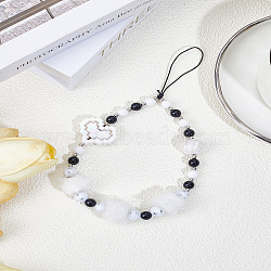 1Pc Acrylic Mobile Straps, with Nylon Cord, Heart, Black, 210mm(HJEW-LP0002-06C)