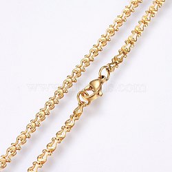 304 Stainless Steel Chain Necklaces, with Lobster Claw Clasps, Golden, 19.69 inch(50cm), 3x1.5mm(MAK-L015-10B)