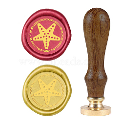 DIY Wood Wax Seal Stamp, Starfish Pattern, 83x22mm, Head: 7.5mm, Stamps: 25x14.5mm(AJEW-WH0131-264)