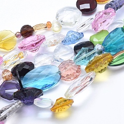 Glass Beads Strands, Faceted,  Mixed Shapes, Mixed Color, 4.5~33x6~25x4~15mm, Hole: 0.5~1.5mm, 15.7 inch(40cm)(GLAA-F081-12)