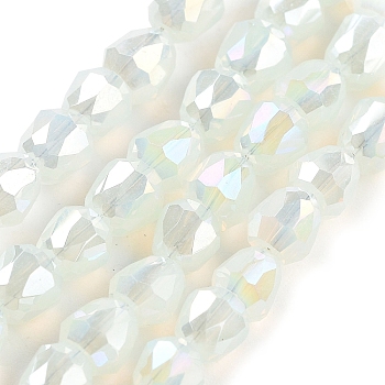 Electroplate Glass Beads Strands, Faceted, Bell, Floral White, 4x3.5~4mm, Hole: 1mm, about 98pcs/strand, 13.70''(34.8cm)
