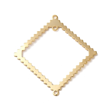 Brass Chandelier Component Links, Lace Edged Rhombus Links, Real 24K Gold Plated, 36x34x0.9mm, Hole: 1.4mm